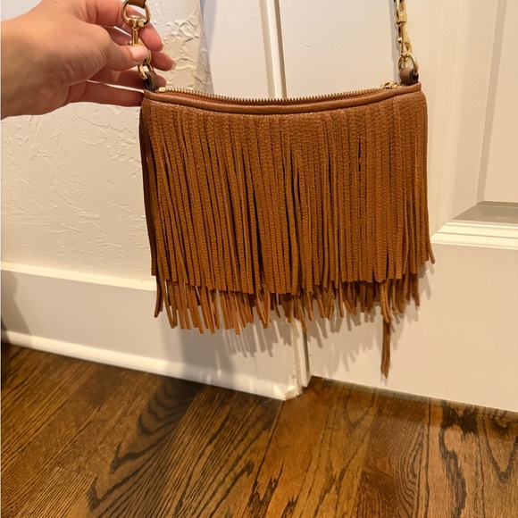 Rebecca Minkoff Brown Fringe Crossbody Bag - Women's Leather Shoulder Bag - Picture 2 of 3